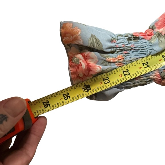 Ultra Flirt Floral Wrap Blouse in Blue and Pink - Picture 8 of 12